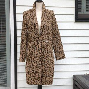 Kendall & Kylie Faux Fur Single Button Long Trench Coat Size Small